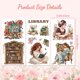 thumbnail image 2 of Calcomanías de transferencia para muebles, manualidades y decoración (6" x 12"), 3 unidades, estilo vintage femenino con libros, resistentes al agua y a los rayos UV., 2 of 9