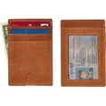 thumbnail image 3 of Jajmo Legacy Men's Slim Front Pocket RFID Leather Card Holder, 3 Slots and ID Window, Tan, 3 of 5