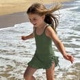 thumbnail image 4 of gcong Girl Swimsuit One Piece Girls Solid Color Bathing Suit Adjustable Strap Ruffle Swimwear with Cover Up, 4 of 7
