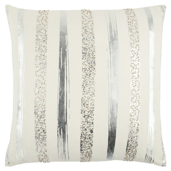 Rizzy Home Cotton Silver Stripe Glam 20"X20" Pillow Cover 2 Pack
