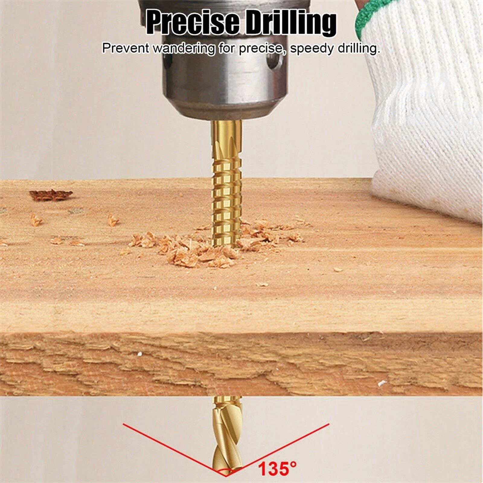 CRESTIN- 2024Twist Drill Bit Set Power Tool Accessories Screw Holes For Wood Metal (6Pcs)