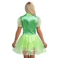 thumbnail image 2 of iiniim Womens Shiny Satin Maid Dress Puff Sleeve Bow Sparkly Puffy Ruffled Frilly Tiered Costume Green S, 2 of 7