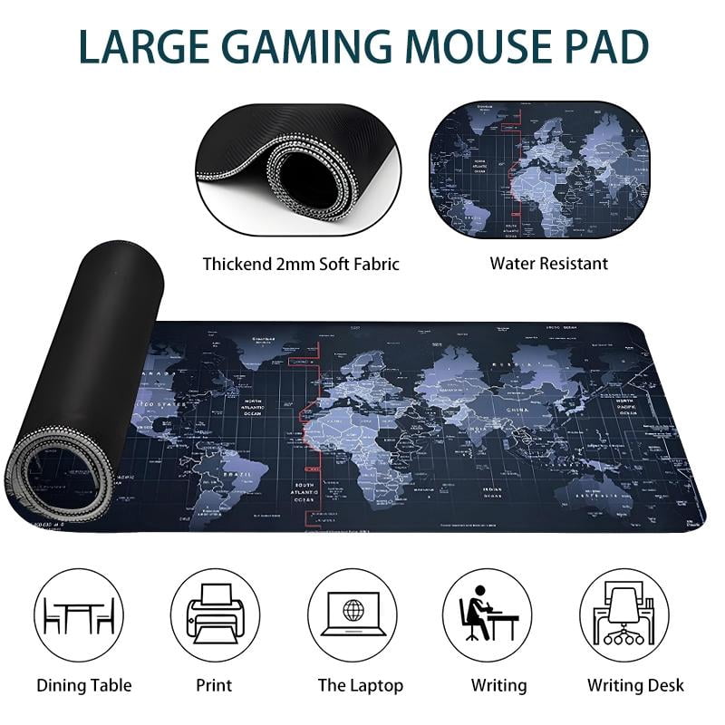 HELLOYOUNG Gaming Mouse Pad with Rubber Base, Lock Edge Anti-Slip Technology, Blue Terrain Design, Large Desk Mat for Home Office, Gamer Gift for Men Women