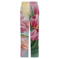 thumbnail image 6 of Pink Tulip Bouquet Art Print Winter Female Pants Flannel High Waist Women Pants Lady Warm Straight Leg Plush Trousers, 6 of 7