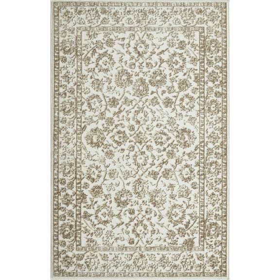 Loomaknoti Aysal Alazah 3' x 5' Cream Floral Indoor Accent Rug