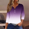 thumbnail image 2 of Jewelreauty Tunic Tops for Women Elbow Length Notch Neck Casual Button Blouses Summer Casual Tees, 2 of 5