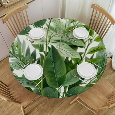 

Patifu Green Leaves Round Table Cover Stain Resistant Washable Indoor Outdoor Tablecloth Kitchen Dining Wedding Parties 100% Polyester Waterproof Single-Sided Printing 42 -46
