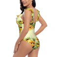thumbnail image 5 of Yiaed Sunflowers On A Yellow Background Print Women's Ruffled One Piece Swimsuit V Neck Swimwear Slimming Monokini for Woman-Large, 5 of 8