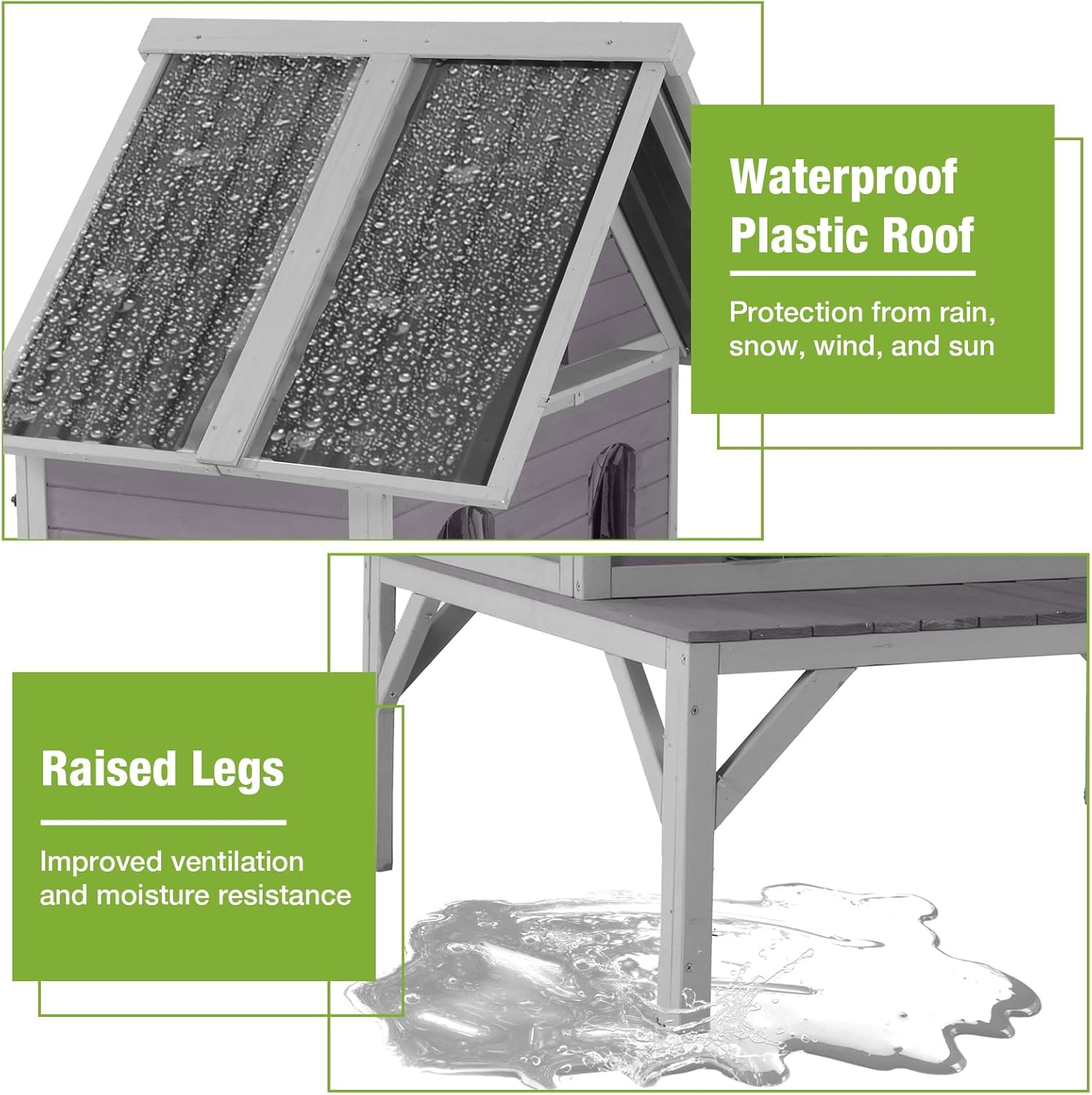 MEDEHOO Outdoor Cat House Weatherproof Feral Cat Shelter for Multiple Cats, 2-Story Independent Design with Escape-Friendly Doors and Spacious Porch