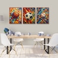 thumbnail image 3 of Sports Wall Art Set of 3, Retro Basketball Rugby Football Baseball Canvas Prints, Graffiti Style Print Artwork Ball Painting Wall Decor for Boys Bedroom Game Room Living Room Home Decor, 3 of 6