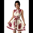 thumbnail image 3 of Vestido Midi de Verano 2025 para Mujer, con Estampado Floral Bohemio, Sin Mangas, con Cinturón, Holgado, con Botones y Aberturas Laterales. Rojo S, 3 of 9