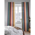 thumbnail image 3 of Vintage Color Stripes Sheer Curtains 96 Inch Long 2 Panels, Orange Green Blue Striped Retro Line Light Filtering Rod Pocket Semi Sheer Curtains, Sheer Voile Drapes for Living Room Bedroom, 52"x96", 3 of 5