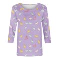thumbnail image 5 of Cavosen Happy Easter 3/4 Sleeve Tops for Women with Crew Neck Summer Plus Size Bunny Print Pullover Blouse Holiday Shirts Vacation Festival Tee Shirts Casual Dressy Purple 4XL, 5 of 5