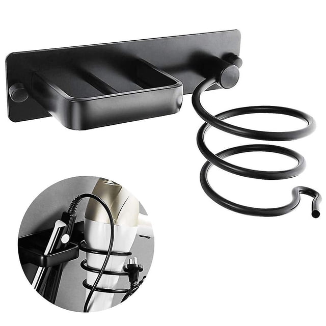 Soporte de secador de pelo de aluminio montado en la pared, organizador de herramientas de estilismo para cuidado del cabello de baño para rizador, alisador de pelo