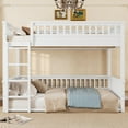 thumbnail image 2 of Bellemave Full Over Full Bunk Bed, Wood Bunk Bed Frame with 21.7" High Guardrail, Converts to 2 Individual Beds, Space Saving Floor Bunk Beds Design for Teen Adults, White, 2 of 7