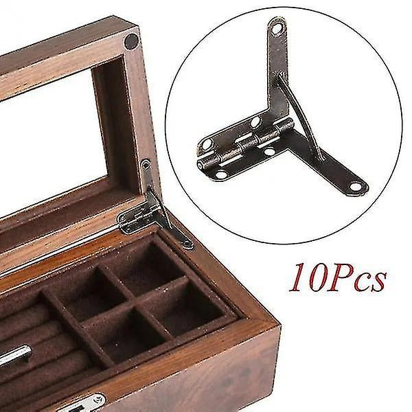 10 piezas de bisagras de soporte para caja de madera de 90 grados para pequeñas cajas de madera para joyas, vino, relojes, tapas de madera