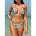 thumbnail image 3 of FEORJGP Women Beach Bikini Set Ladies Sleeveless Tie-up Bra Bustier with Low Waist Briefs Thong Bathing Suit 2-piece Swimsuit Sexy Fashion Swimwear, 3 of 7