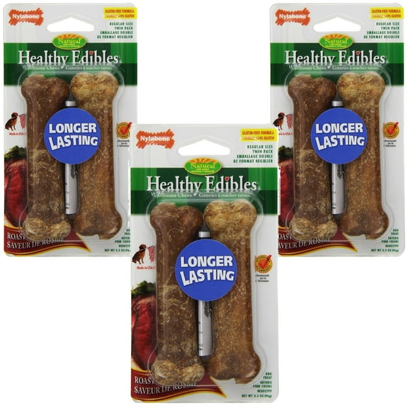 Nylabone Healthy Edibles Chews Roast Beef Regular, 2 count