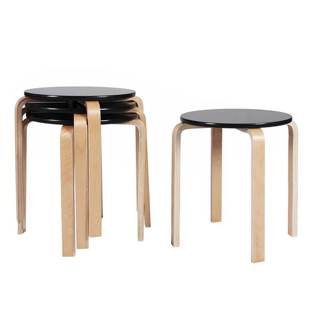 Mainstays Stacking Dining Stool, Black, Set of 4