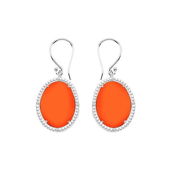 Fine Jewelry Vault UBERBK70384AGCZCOR Sterling Silver Orange Chalcedony and Cubic Zirconia Earrings 30.16 CT TGW by Fine Jewelry Vault