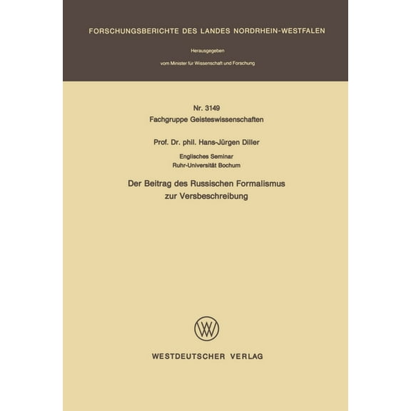 Der Beitrag des Russischen Formalismus zur Versbeschreibung, (Paperback)