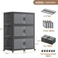 thumbnail image 5 of BROVIEW Stackable Storage Bins 150Gal Extra Large, Collapsible Plastic Closet Organizers Cabinet for Home, Lid, Wheels, Doors, Dividers, 3-Pack Black, 5 of 8