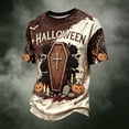 thumbnail image 4 of YNGKMEA Mens Short Sleeve Shirts Halloween Crewneck Graphic Costumes Vintage Pumpkin Letter Print Tshirt, 4 of 4
