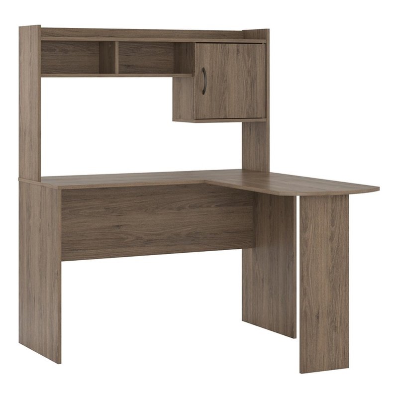 Mainstays LShaped Desk With Hutch, Espresso/Rustic Oak Brand New