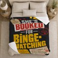thumbnail image 4 of She'S Booked, Cozy Friendship Quote Scene, Warm Flannel Blanket for Living Room and Reading Nook with Detailed Artwork, Art Lovers Friendship Gift, Artistic Home Decor, 4 of 8