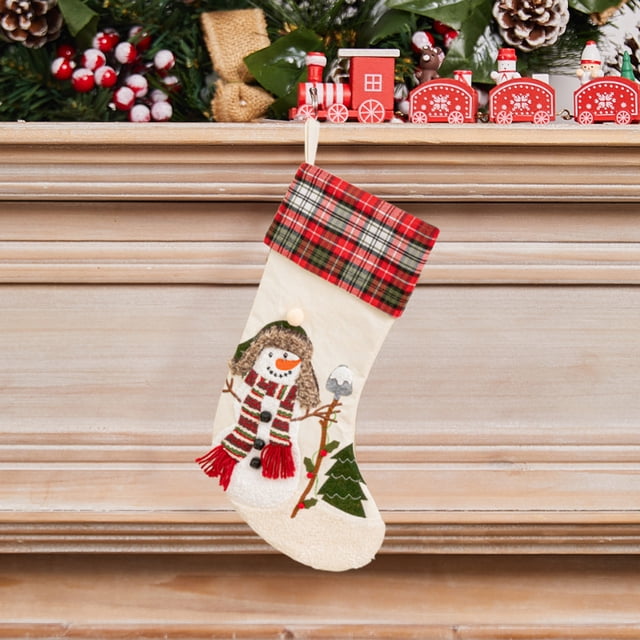 Wzzjkit 2025 Christmas Stocking Gift Bags Christmas Tree Decorations Santa Claus Reindeer Snowman Socks