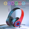 thumbnail image 4 of Blukids 2024 Bluetooth Headphones with Led Light Noise Reduction Bluetooth 5.3 Wireless Headphones Over Ear Deep Bass, HiFi Sound Comfortable Protein Earpads, 7 Hours of Working Time for Travel Work, 4 of 6