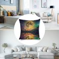 thumbnail image 3 of Full moon lake stars Linen toss pillowcase Decoration pillowcase Gift preferred 18x18" Cushion cover 2 set Sofa pillowcase Sofa bedroom living room car, 3 of 7