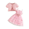 thumbnail image 2 of Piuwrlz Dress Sets for Schoolgirl Short Sleeved Jacket and Skirt Set Bow-knot Solid Color Printed Skirts Suits Pink Size 8 Years, 2 of 8