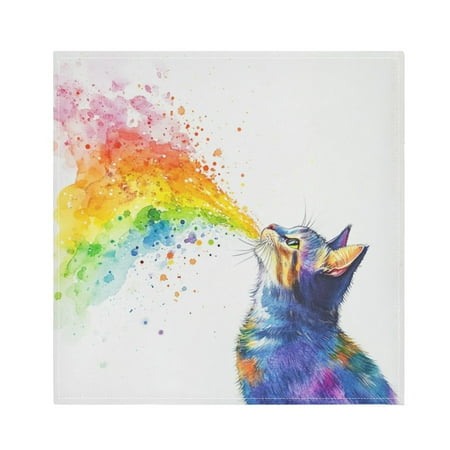 

Napkin Satin Napkin 20*20Inchx4 Kitchen Towel Dinner Plate Towel Decorative Towel Napkin Tea Towel Suitable For Kitchen Table Rainbow Pretty Kitten