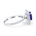 thumbnail image 6 of Halo Art Deco Cushion Cut Ring Blue Sapphire CZ 925 Sterling Silver Size 8, 6 of 7