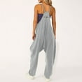 thumbnail image 3 of Women's Solid Suspenders Casual Jumpsuit - Overalls with Pockets, Adjustable Straps & Loose Fit, 3 of 6