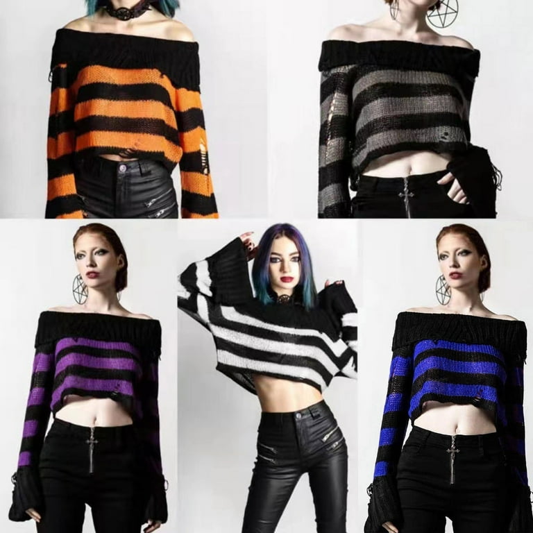 Women Long Sleeve Off Shoulder Pullover Sweater Hollow