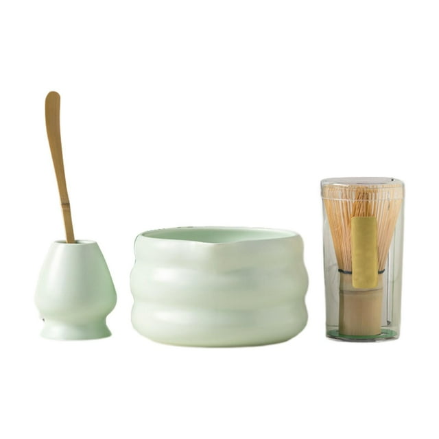 Kit de 4 piezas para preparar té matcha, incluye recipiente y soporte para batidor verde