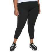 DKNY Women's High Waisted 7/8 Logo Taping Leggings Black Size 3X