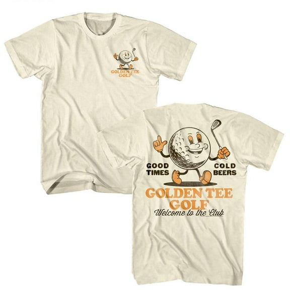 Golden Tee Golf Good Times Cold Beers Men's T Shirt (Ivory, AdultL)