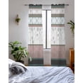 thumbnail image 3 of Grey Stripes Abstract Sheer Curtains 63 Inch Length 2 Panels Set for Living Room/Bedroom, Geometric Spring Flowers Country Kitchen Curtains Grommet Semi-Sheer Curtains Window Treatments 42"x63"x2, 3 of 7