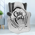 thumbnail image 4 of Stay Cool Soft Flannel Fleece Blanket, Hand Written Looking Stay Cool Words Between Headphones Music Print, Cozy Plush for Indoor and Outdoor Use, 50" x 70", Pale Grey Charcoal Grey, by Ambesonne, 4 of 5