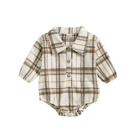 

toraway Boys Underwear Size 14-16 Boys Long Sleeve Plaid Prints Romper Bodysuits Gentleman Clothes 80 Khaki