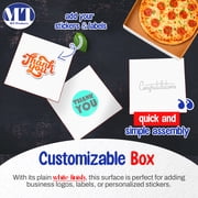 MT Products Extra Thin White Paperboard Pizza Boxes - 14 x 14 x 1.9 Lightweight Folding Bakery Box (10 Pack) Made in USA