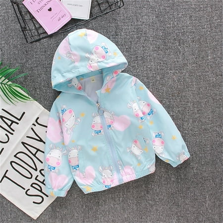 

kpoplk Kids Jacket Baby Girls Boys Hoodie Zipper Jacket Coat Winter Warm Cardigan with Ears(Blue)