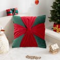 thumbnail image 6 of Nkmbld Christmas Pillow Covers Decoration Red and Green Crosss Bow Pillowcase Sofa Bed Floating Window Flannel Pillowcase for Winter Xmas Decor, 6 of 6