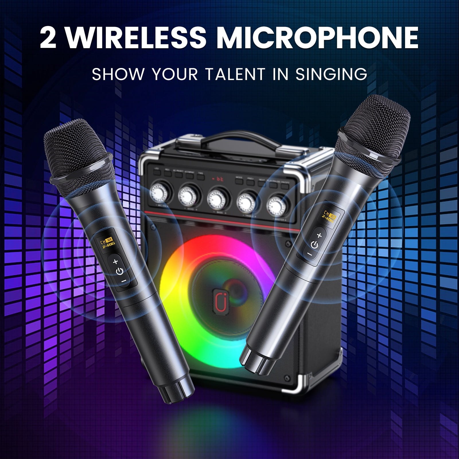JYX Karaoke Machine, Portable Bluetooth Speaker with 2 Microphones, Karaoke Party Speaker, TX05