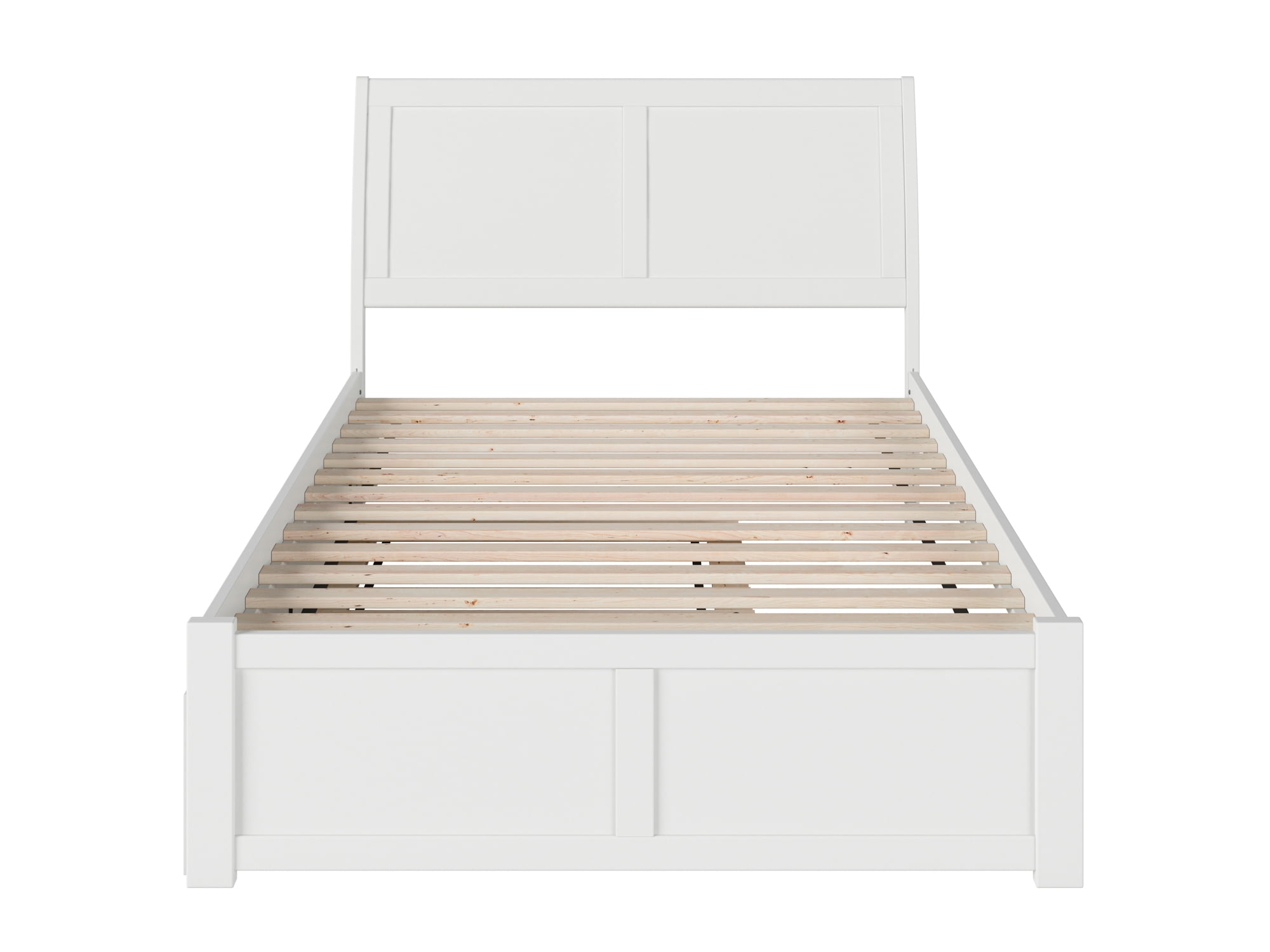 AFI Portland Queen Wood Platform Bed with Headboard Footboard & Twin-XL Trundle, White