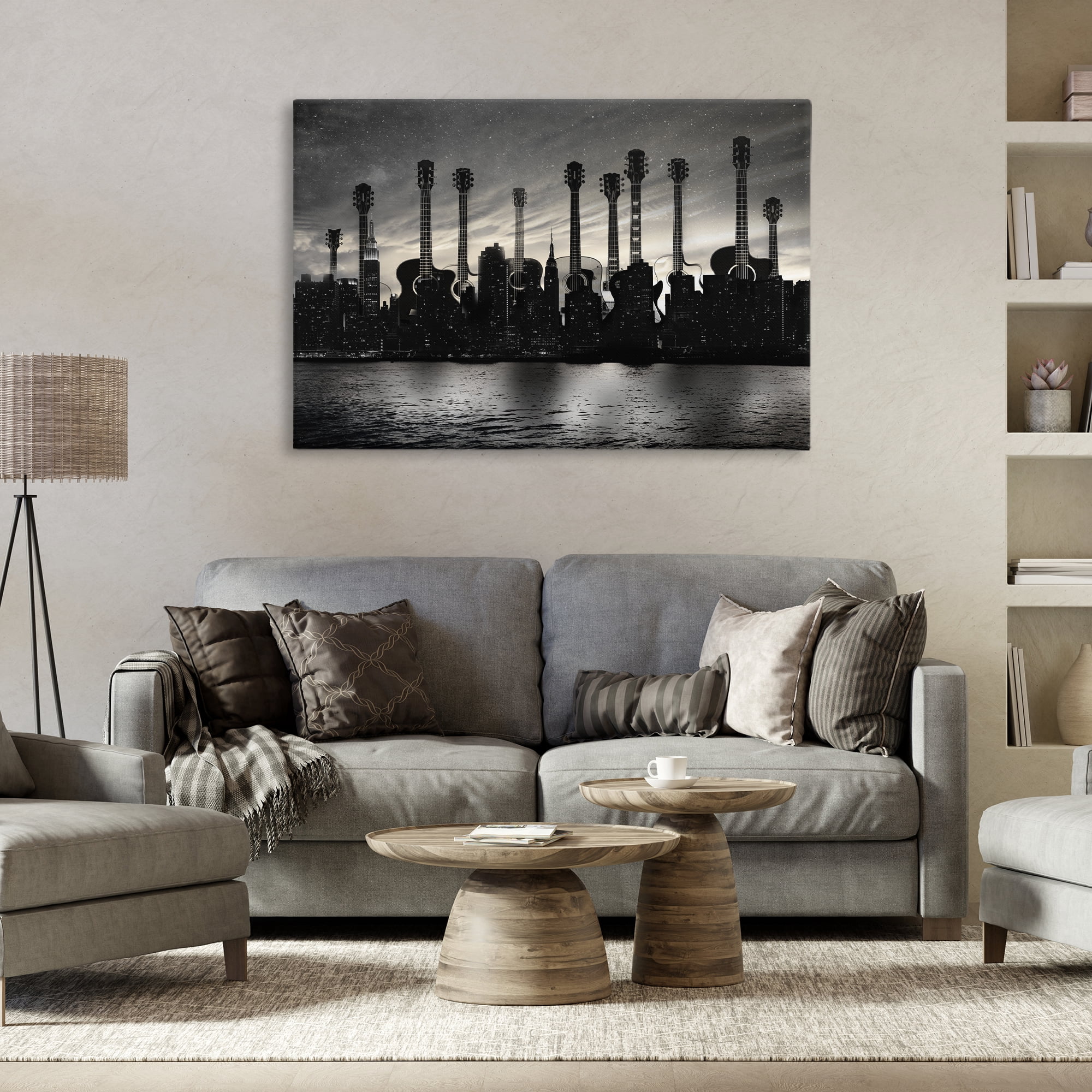 Stupell Industries Guitar Skyline Cityscape Canvas Wall Art, design by CAD Designs
