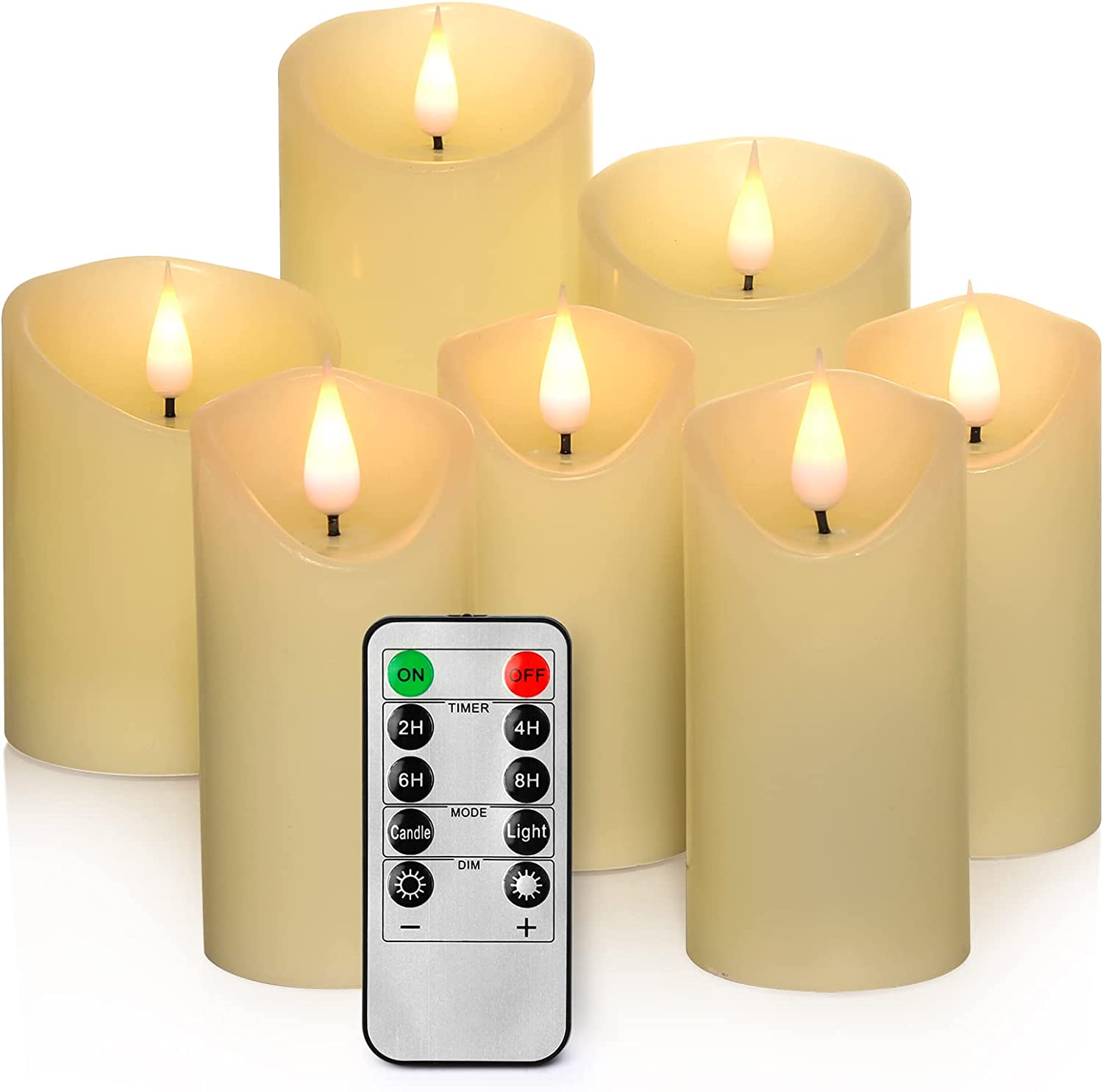 Lighting LED flameless Candles, Battery Operated Candles, Real Wax LED Candles, Set of 7 Fake